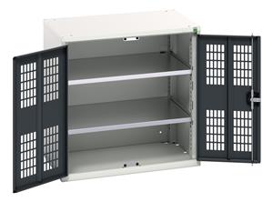 verso ventilated door cupboard with 2 shelves. WxDxH: 800x550x800mm. RAL 7035/5010 or selected Bott Verso Ventilated door Tool Cupboards Cupboard with shelves